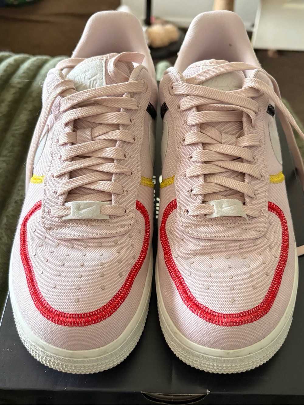 Nike Women's Air Force 1 '07 LX in Light Pink with Red Trim size 9